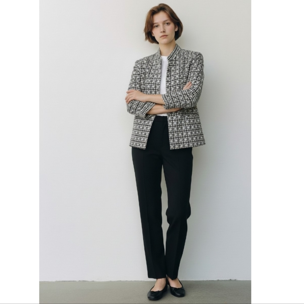 Kasper Women's Monochrome Geometric Blazer Suit Jacket Size 4